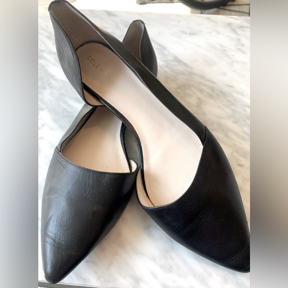 Cole Haan Amalia Skimmer Black Leather Ballet Flats size 8.5
